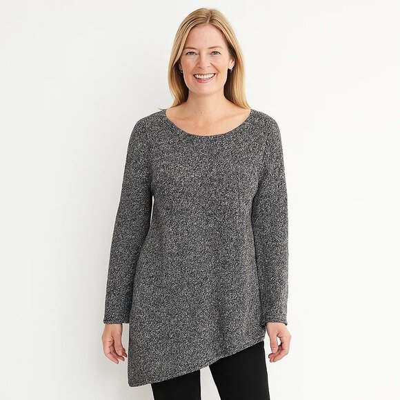 J. Jill Pure Jill Wool Blend Asymmetrical Grey Long Sweater Large lagenlook boho - Picture 1 of 13